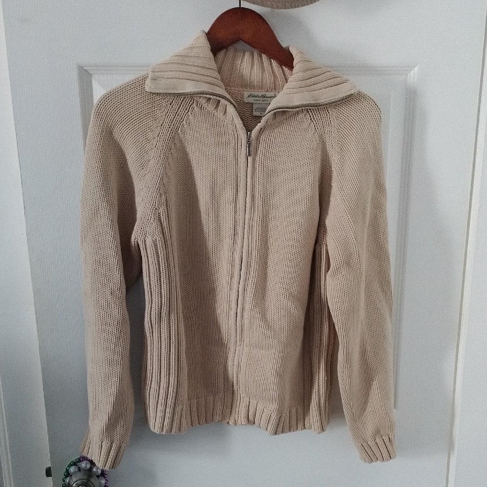 Vintage Eddie Bauer Cream Knit Sweater Sz M Unisex